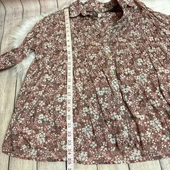 Pilcro for Anthropologie Button Down Floral Ruched Top Size S - Picture 9 of 9